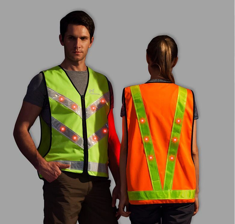 LED Safety Vest with Reflective Stripes High Visibility Removable LED Running Jogging Dog Walking